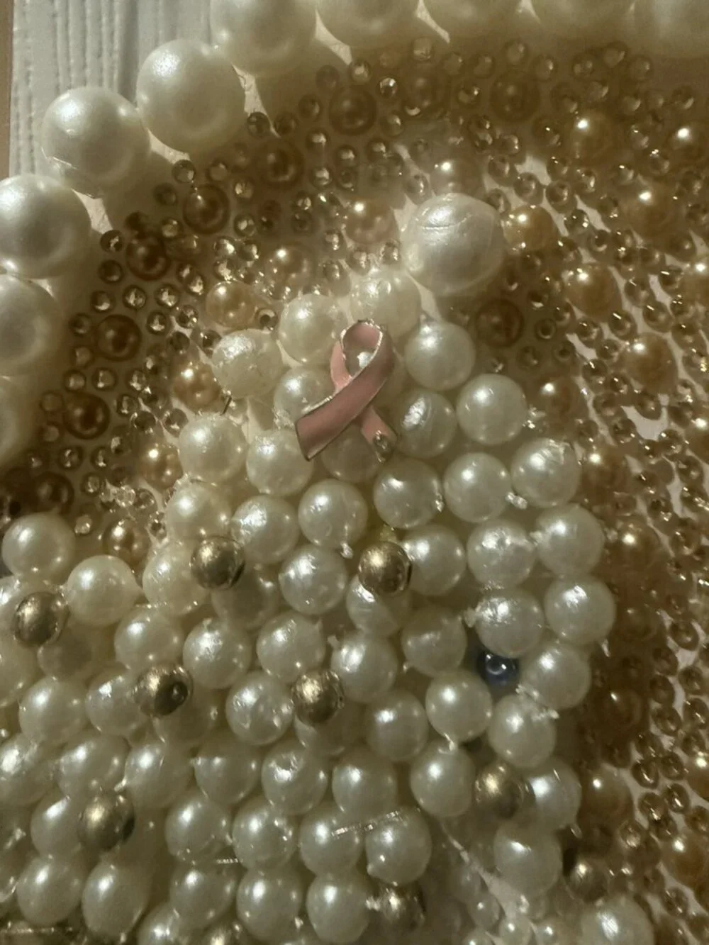 Valentine Heart Cancer Survivor Decor WITH Costume Jewelry Beads Rhinestone